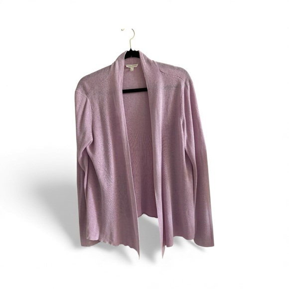Eileen Fisher Light Purple Open-Front Cardigan 100% Linen - Sz L - Picture 2 of 7